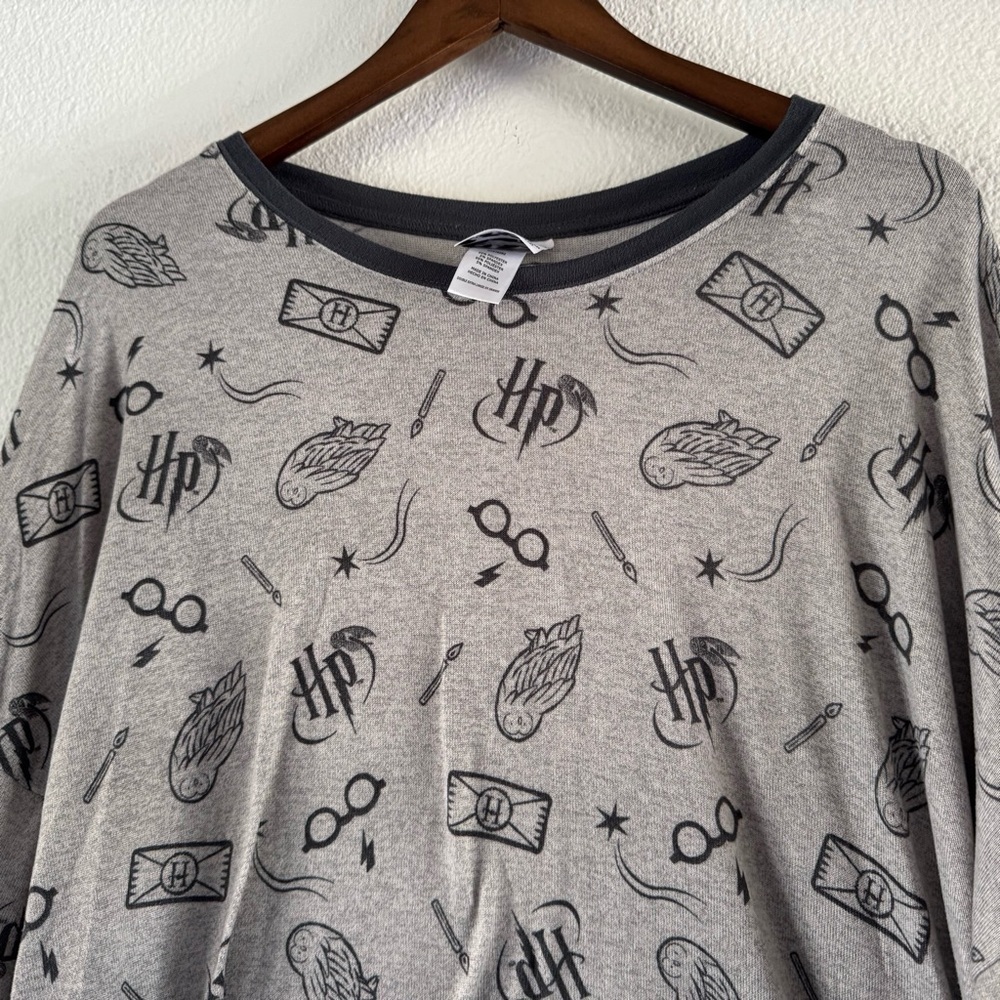 Cozy Harry Potter Wizarding World Loungewear Soft Sleep Shirt Gray XXL Fan Merch - Picture 3 of 12